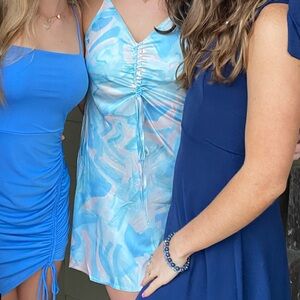 Cider Light Blue and Cream Dress